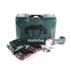 Tijeras de hojalata para batería Metabo SCV 18 LTX BL 1.6 18 V sin escobillas + 2 baterías LiHD 4,0 Ah + cargador + MetaLoc