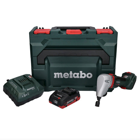 Nibbler de batería Metabo NIV 18 LTX BL 1.6 18 V sin escobillas + 1x batería LiHD 4,0 Ah + cargador + metaBOX