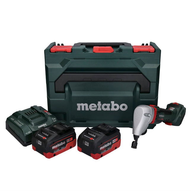 Nibbler de batería Metabo NIV 18 LTX BL 1.6 Nibbler sin escobillas de 18 V + 2 baterías LiHD de 8,0 Ah + cargador + metaBOX