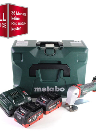 GRATIS 3 años de servicio completo protección integral Metabo SCV 18 LTX BL 1.6 batería tijeras de hojalatero 18 V sin escobillas + 2x batería LiHD 5,5 Ah + cargador + MetaLoc