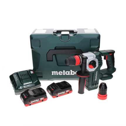 Metabo KHA 18 LTX BL 24 Quick martillo combinado con batería 18 V 2,2 J SDS-plus sin escobillas + 2x batería LiHD 4,0 Ah + cargador + MetaLoc