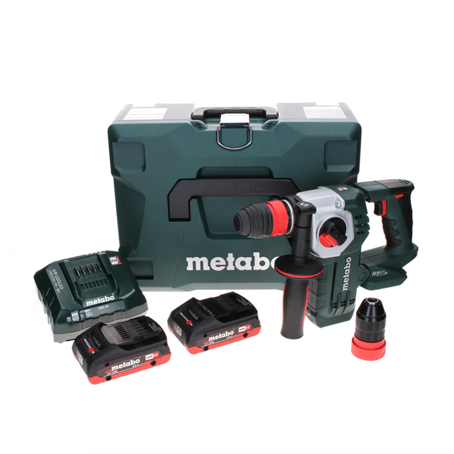 Metabo KHA 18 LTX BL 24 Quick martillo combinado con batería 18 V 2,2 J SDS-plus sin escobillas + 2x batería LiHD 4,0 Ah + cargador + MetaLoc