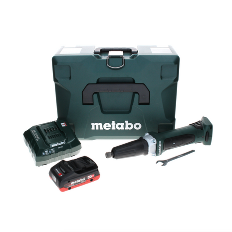 Metabo GA 18 LTX amoladora recta a batería 18 V + 1x batería LiHD 4,0 Ah + cargador + MetaLoc