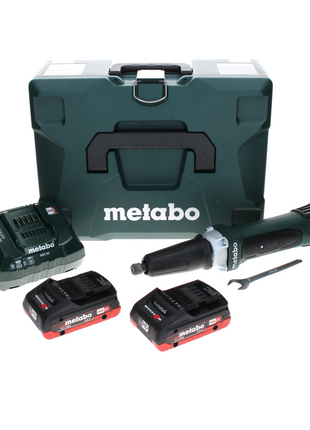 Metabo GA 18 LTX amoladora recta a batería 18 V + 2x batería LiHD 4,0 Ah + cargador + MetaLoc