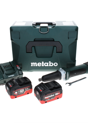 Metabo GA 18 LTX amoladora recta a batería 18 V + 2x batería LiHD 5,5 Ah + cargador + MetaLoc