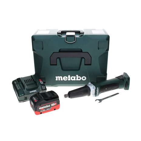 Metabo GA 18 LTX amoladora recta a batería 18 V + 1x batería LiHD 8,0 Ah + cargador + MetaLoc