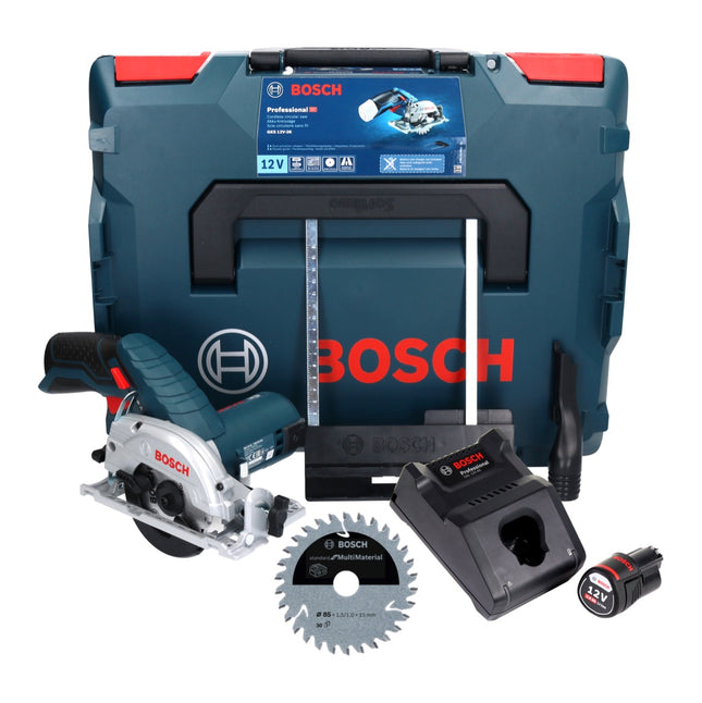 Sierra circular inalámbrica Bosch GKS 12V-26 Professional 12 V 85 mm + 1x batería 3,0 Ah + cargador + hoja de sierra + L-Boxx