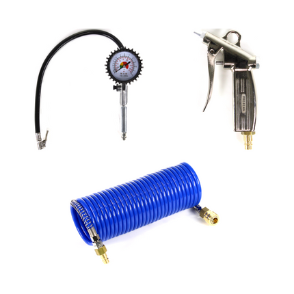 Compresor Metabo Basic 160-6 W OF 900 W 8 bar + manguera espiral Prebena + pistola de soplado + inflador de neumáticos