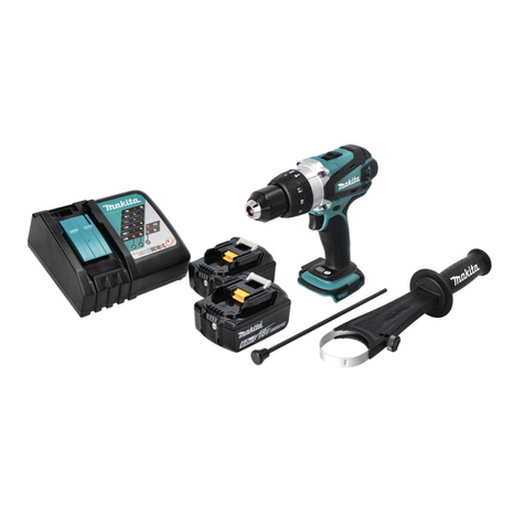 Taladro percutor inalámbrico Makita DHP 458 RG 18 V 91 Nm + 2 baterías 6,0 Ah + cargador