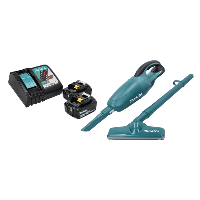 Aspiradora sin cable Makita DCL 180 RG 18 V verde + 2x batería recargable 6,0 Ah + cargador