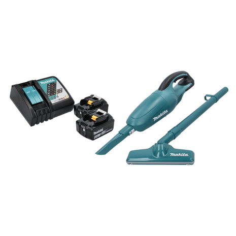 Aspiratore a batteria Makita DCL 180 RG 18 V verde + 2x batteria ricaricabile 6,0 Ah + caricabatterie