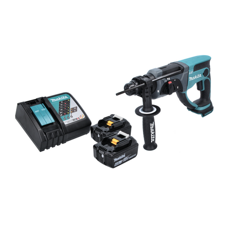 Makita DHR 202 RG Akumulatorowy młot udarowo-obrotowy 18 V 2,0 J SDS Plus + 2x akumulator 6,0 Ah + ładowarka