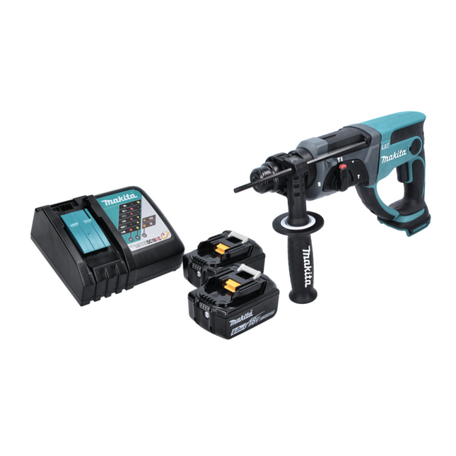 Taladro atornillador a batería Makita DHR 202 RG 18 V 2.0 J SDS Plus + 2x baterías 6.0 Ah + cargador