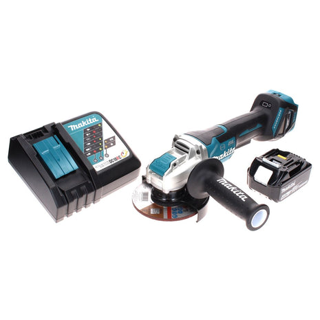 Smerigliatrice angolare a batteria Makita DGA 519 RM1 18 V 125 mm Brushless X-Lock + 1x batteria ricaricabile 4,0 Ah + caricabatterie