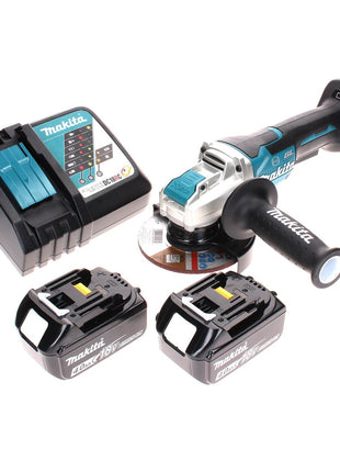 Amoladora angular a batería Makita DGA 519 RM 18 V 125 mm sin escobillas X-Lock + 2x baterías 4,0 Ah + cargador