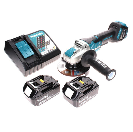 Makita DGA 519 RM Meuleuse d'angle sans fil 18 V 125 mm Brushless X-Lock + 2x batterie 4,0 Ah + chargeur