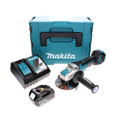 Makita DGA 519 RM1J Smerigliatrice angolare a batteria 18 V 125 mm Brushless X-Lock + 1x batteria ricaricabile 4,0 Ah + caricabatterie + Makpac