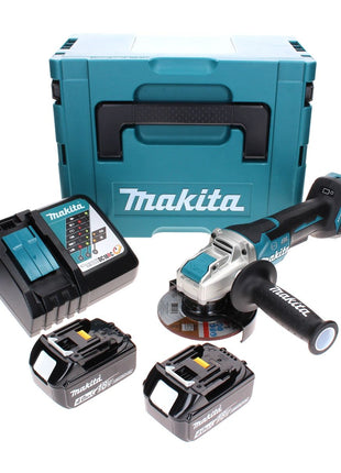 Makita DGA 519 RMJ akumulatorowa szlifierka kątowa 18 V 125 mm bezszczotkowa X-Lock + 2x akumulator 4,0 Ah + ładowarka + Makpac