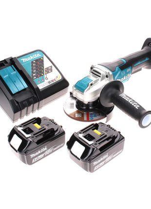 Amoladora angular a batería Makita DGA 519 RT 18 V 125 mm sin escobillas X-Lock + 2x baterías 5,0 Ah + cargador