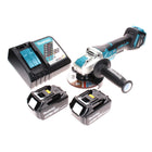 Amoladora angular a batería Makita DGA 519 RT 18 V 125 mm sin escobillas X-Lock + 2x baterías 5,0 Ah + cargador