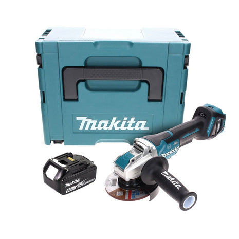 Makita DGA 519 T1J Akku Winkelschleifer 18 V 125 mm Brushless X-Lock + 1x Akku 5,0 Ah + Makpac - ohne Ladegerät