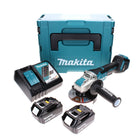 Amoladora angular a batería Makita DGA 519 RTJ 18 V 125 mm sin escobillas X-Lock + 2x baterías 5,0 Ah + cargador + Makpac