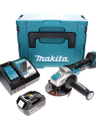 Makita DGA 519 RG1J Akku Winkelschleifer 18 V 125 mm Brushless X-Lock + 1x Akku 6,0 Ah + Ladegerät + Makpac