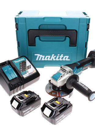 Makita DGA 519 RGJ Meuleuse d'angle sans fil 18 V 125 mm Brushless X-Lock + 2x batterie 6,0 Ah + chargeur + Makpac