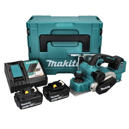 Makita DKP 181 RMJ cordless planer 82 mm 18 V brushless + 2x rechargeable battery 4.0 Ah + charger + Makpac