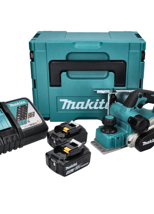 Makita DKP 181 RTJ Akku Hobel Falzhobel 82 mm 18 V Brushless + 2x Akku 5,0 Ah + Ladegerät + Makpac