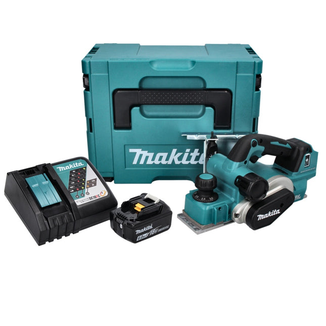 Makita DKP 181 RG1J Cepillo sin cable 82 mm 18 V sin escobillas + 1x batería recargable 6,0 Ah + cargador + Makpac