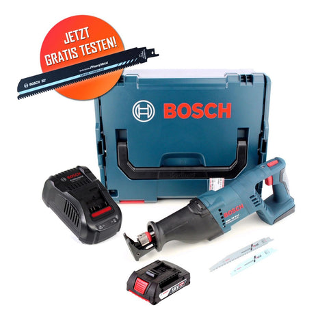 Bosch GSA 18 V-LI Professional 18 V Scie sabre sans fil avec boîtier L-Boxx + 1x Batterie 2,0 Ah + Chargeur AL 1820 CV