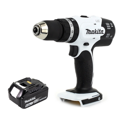 Makita DHP 453 G1W taladro percutor inalámbrico 18 V 42 Nm blanco + 1x batería 6,0 Ah - sin cargador