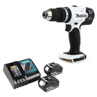 Makita DHP 453 RGW taladro percutor inalámbrico 18 V 42 Nm blanco + 2x baterías 6,0 Ah + cargador