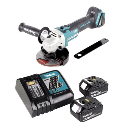 Amoladora angular sin cable Makita DGA 506 RG 18 V 125 mm sin escobillas + 2x batería recargable 6,0 Ah + cargador