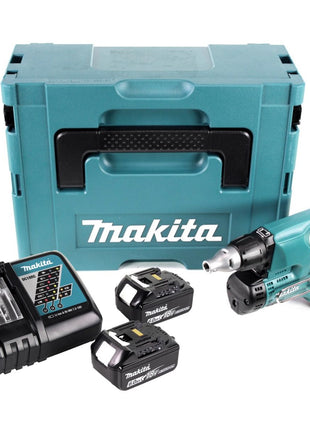 Makita DFS 450 RGJ atornillador para paneles de yeso inalámbrico destornillador para paneles de yeso 18 V + 2 baterías 6,0 Ah + cargador + Makpac