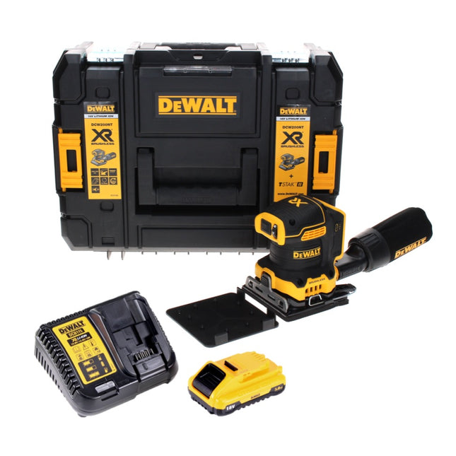Lijadora vibratoria a batería DeWalt DCW 200 L1 18 V 108x115 mm + 1x batería 3,0 Ah + cargador + TSTAK