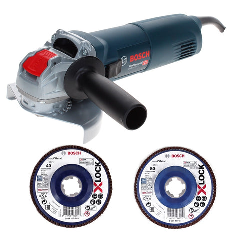 Bosch GWX 10-125 Professional Meuleuse angulaire 1000 W 125 mm X-Lock + disque abrasif X571 K80 + disque abrasif X571 K40