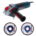 Bosch GWX 17-125 S Amoladora angular profesional 1700 W 125 mm X-Lock + disco de láminas X571 K40 + disco de láminas X571 K80