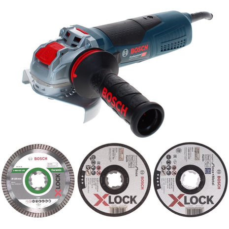 Bosch GWX 17-125 S Amoladora angular profesional 1700 W 125 mm X-Lock + 25 discos de corte Expert + 10 discos de corte estándar + discos de corte de diamante Cerámica