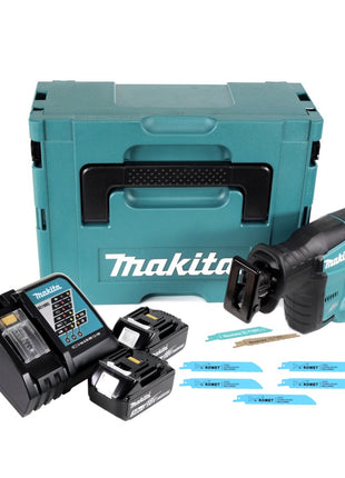 Makita DJR 188 RFJ Akku Reciprosäge 18 V Brushless + 2x Akku 3,0 Ah + Ladegerät + 5x Sägeblatt Metal Wood + Makpac - Toolbrothers