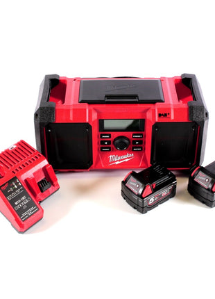 Milwaukee M18 JSR DAB+-502C radio akumulatorowe / sieciowe 18 V + 2x akumulator 5,0 Ah + ładowarka