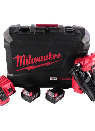 Clavadora a batería Milwaukee M18 FFN-502C 18 V 50 - 90 mm sin escobillas + 2x baterías 5.0 Ah + cargador + maletín