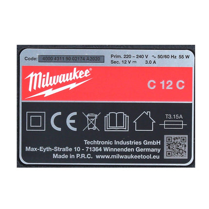 Kit de démarrage de batterie Milwaukee 12 V avec 1x batterie 1,5 Ah + chargeur M12 C12C