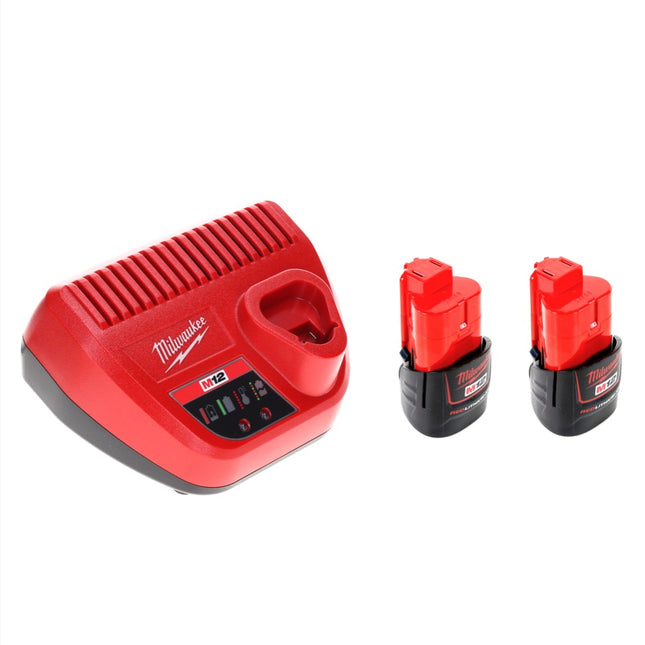 Kit de iniciación de baterías Milwaukee de 12 V con 2 baterías de 1,5 Ah + cargador M12 C12C