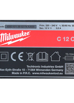 Cargador Milwaukee M12-C12C baterías Li-Ion 12V (4932352000)