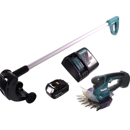 Tijera cortacésped a batería Makita DUM 604 RF1 18 V + mango alargador con rodillo + 1x batería 3,0 Ah + cargador