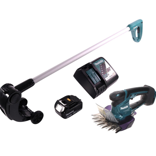 Tijera cortacésped a batería Makita DUM 604 RF1 18 V + mango alargador con rodillo + 1x batería 3,0 Ah + cargador