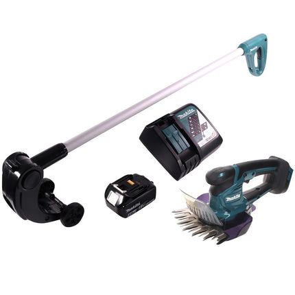Tijera cortacésped a batería Makita DUM 604 RM1 18 V + mango alargador con rodillo + 1x batería 4,0 Ah + cargador
