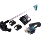 Tijera cortacésped a batería Makita DUM 604 RM 18 V + mango alargador con rodillo + 2x baterías 4,0 Ah + cargador